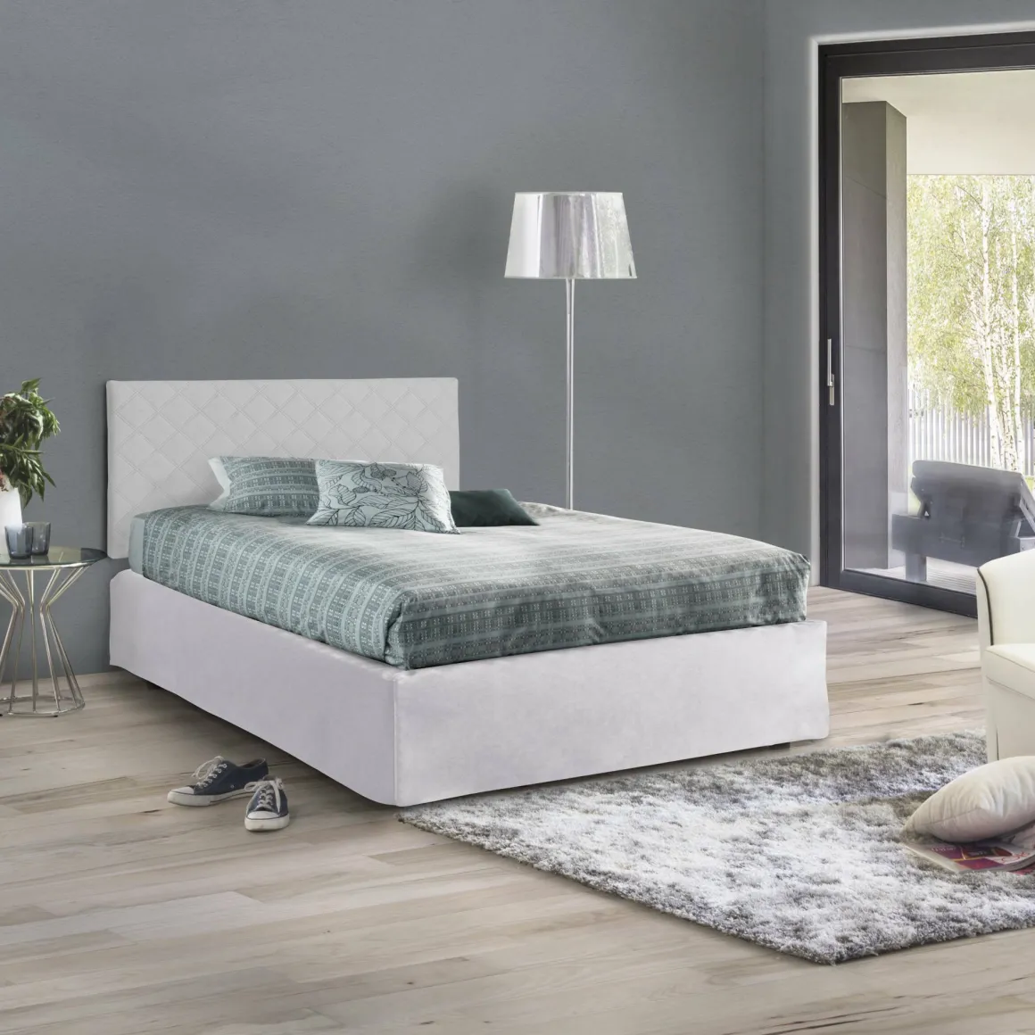 Letto piazza e mezza Opale, Cm 120x190, Bianco