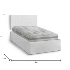 Letto piazza e mezza Opale, Cm 120x190, Bianco