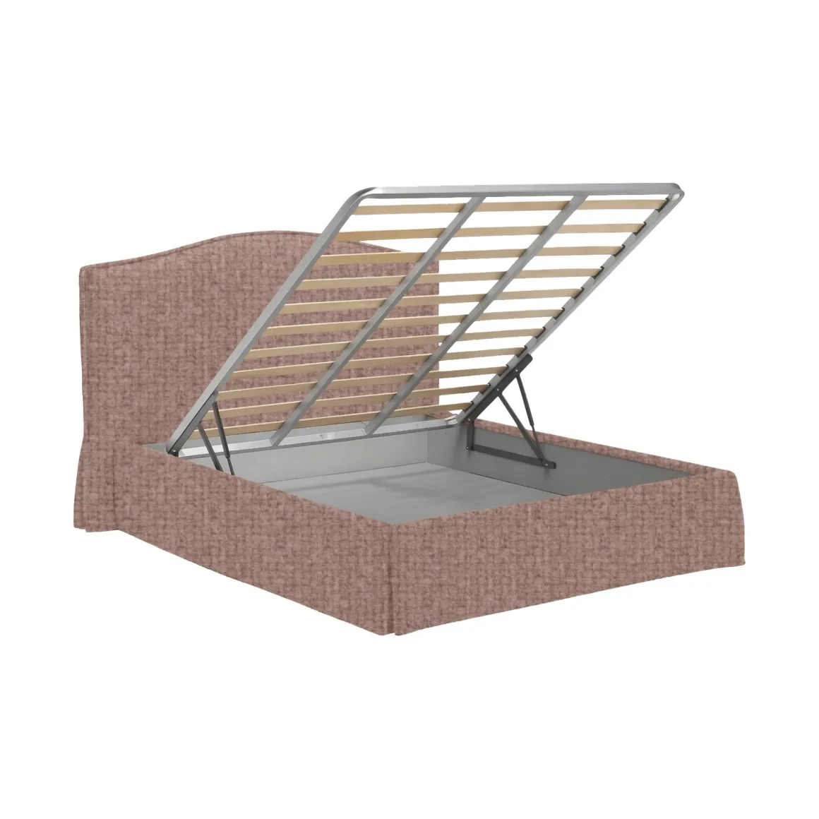 Letto Piazza e Mezza Rosa Antico Sfoderabile Contenitore, Dimensione Materasso 120x190 cm - Lavagna