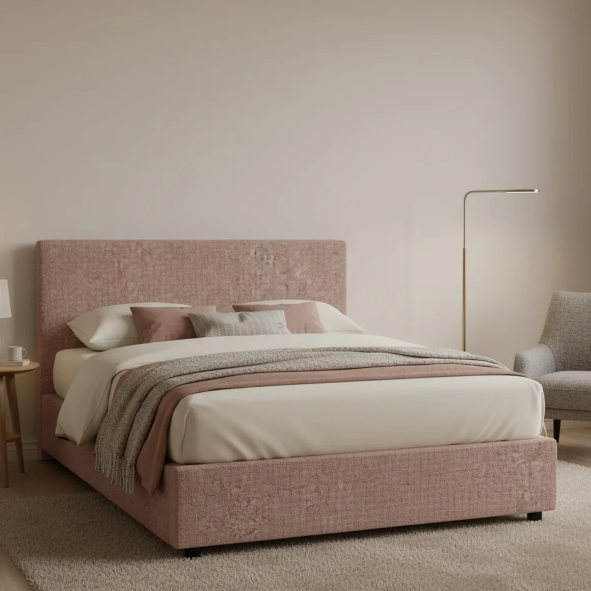 Letti Piazza E Mezza|Letti Piazza E Mezza > Dmora Letto Piazza e Mezza Sfoderabile Contenitore, Dimensione Materasso 120x200 cm - Pogno Rosa Antico