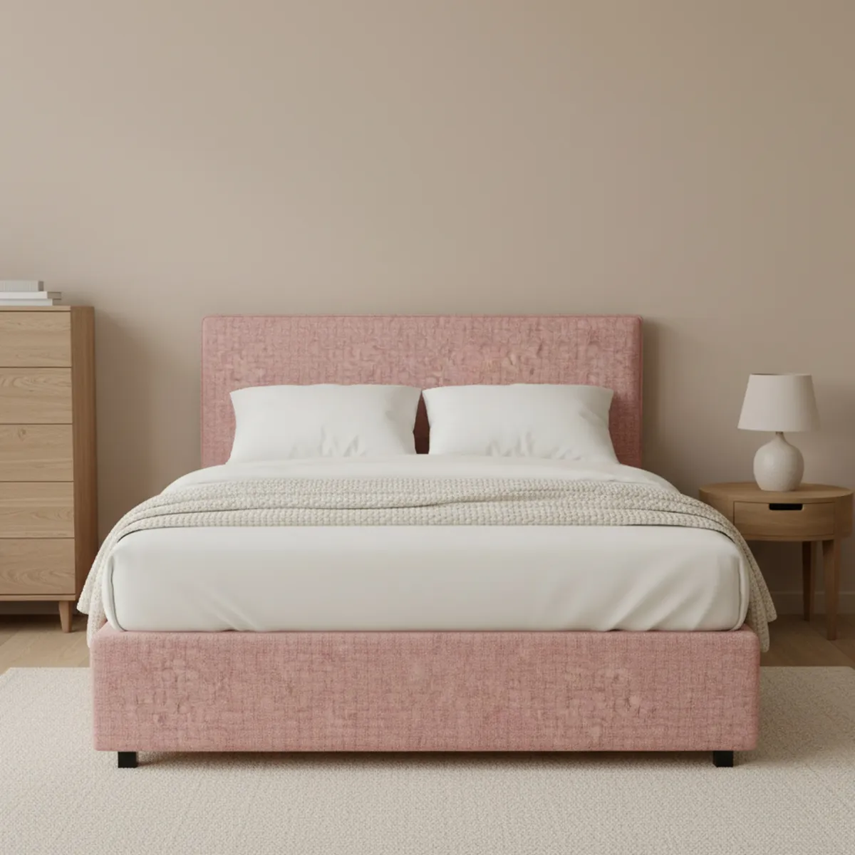 Letti Piazza E Mezza|Letti Piazza E Mezza > Dmora Letto Piazza e Mezza Sfoderabile Contenitore, Dimensione Materasso 120x190 cm - Ciconio Rosa