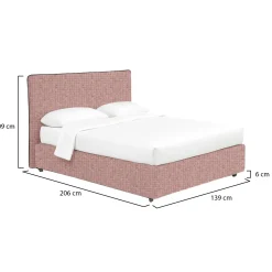 Letto Piazza e Mezza Rosa Sfoderabile Contenitore, Dimensione Materasso 120x190 cm - Cirie
