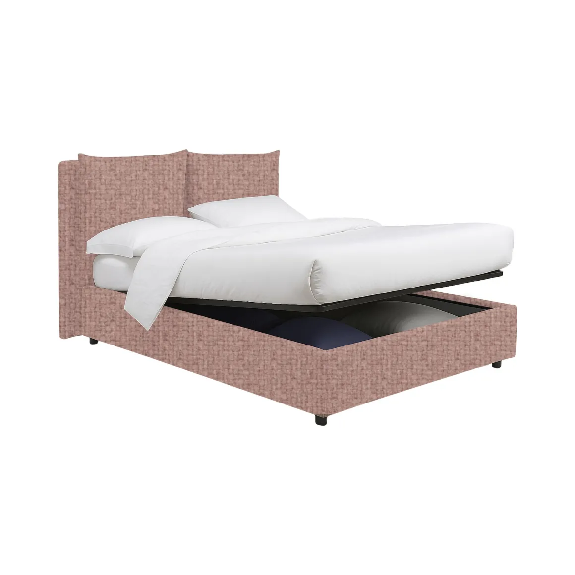 Letto Piazza e Mezza Rosa Sfoderabile Contenitore, Dimensione Materasso 120x200 cm - Diamante