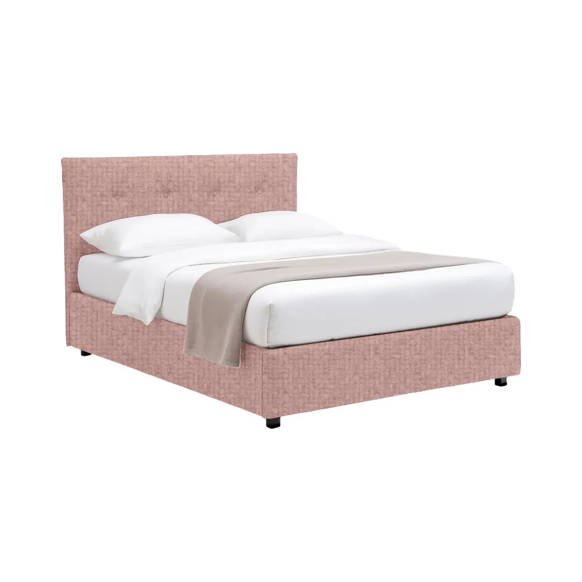 Letto Piazza e Mezza Rosa Sfoderabile Contenitore, Dimensione Materasso 120x200 cm - Pollutri