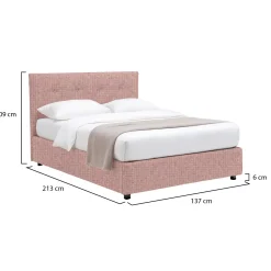 Letto Piazza e Mezza Rosa Sfoderabile Contenitore, Dimensione Materasso 120x200 cm - Pollutri