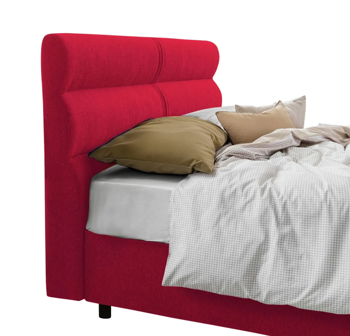 Letto Piazza e Mezza Rosso Sfoderabile Contenitore, Dimensione Materasso 120x200 cm Made in Italy - Briona