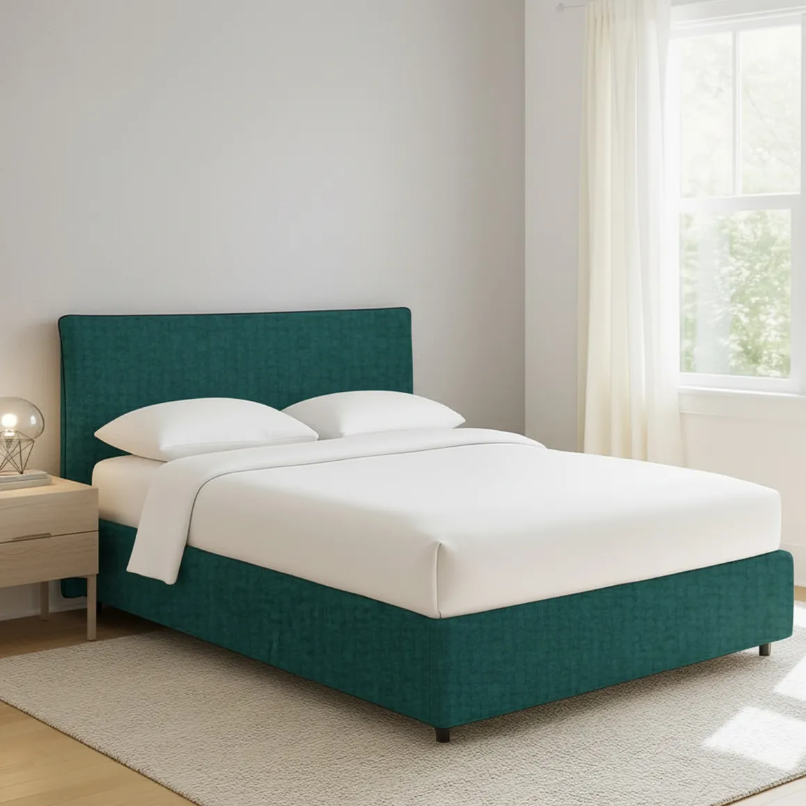 Letti Piazza E Mezza|Letti Piazza E Mezza > Dmora Letto Piazza e Mezza Sfoderabile Contenitore, Dimensione Materasso 120x190 cm - Dogliola Verde Petrolio