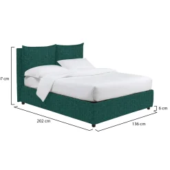 Letto Piazza e Mezza Verde Petrolio Sfoderabile Contenitore, Dimensione Materasso 120x190 cm - Erchie