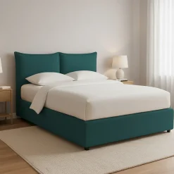Letto Piazza e Mezza Verde Petrolio Sfoderabile Contenitore, Dimensione Materasso 120x190 cm - Rabbi