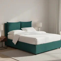 Letto Piazza e Mezza Verde Petrolio Sfoderabile Contenitore, Dimensione Materasso 120x200 cm - Diamante