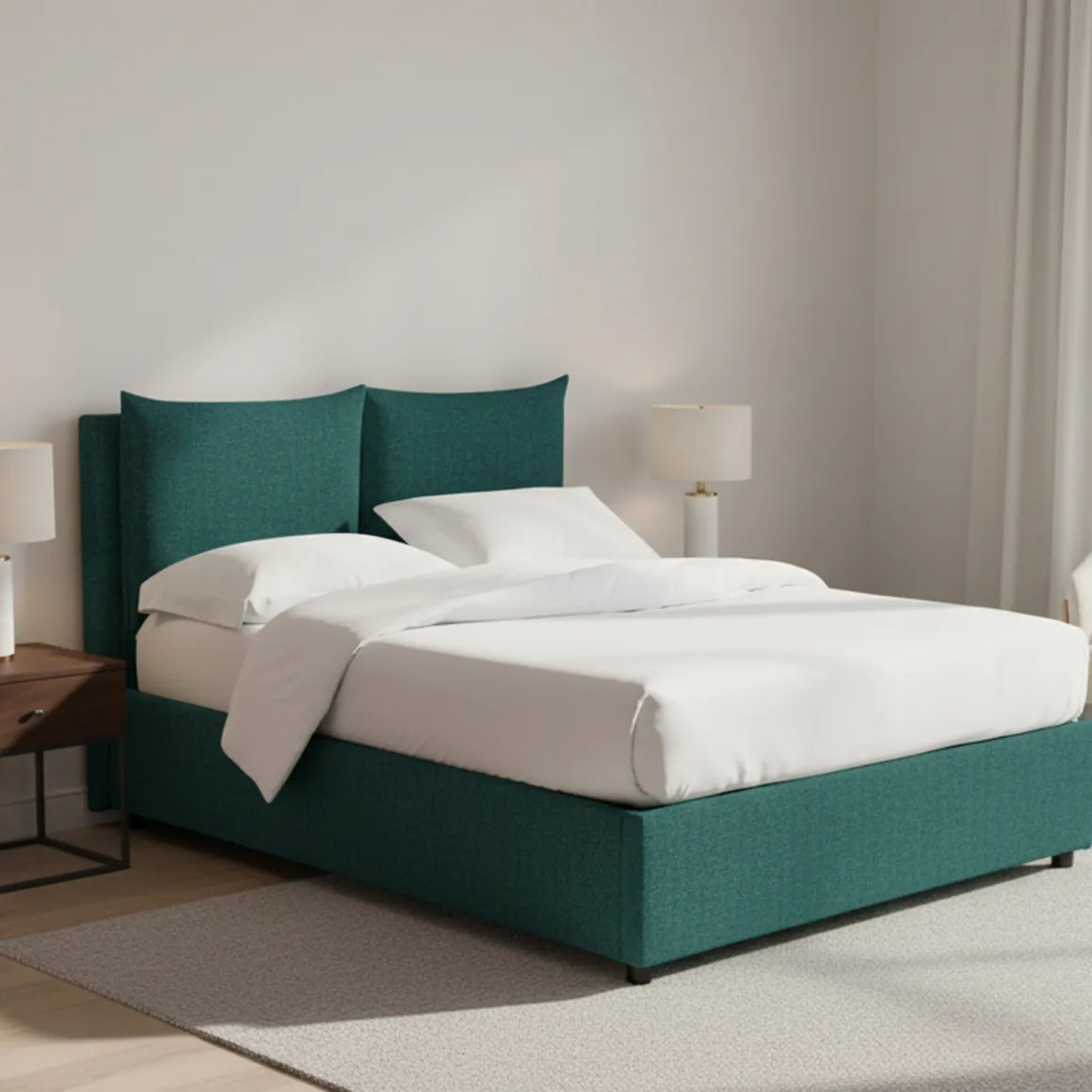 Letto Piazza e Mezza Verde Petrolio Sfoderabile Contenitore, Dimensione Materasso 120x200 cm - Diamante