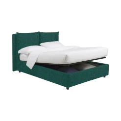 Letto Piazza e Mezza Verde Petrolio Sfoderabile Contenitore, Dimensione Materasso 120x200 cm - Diamante