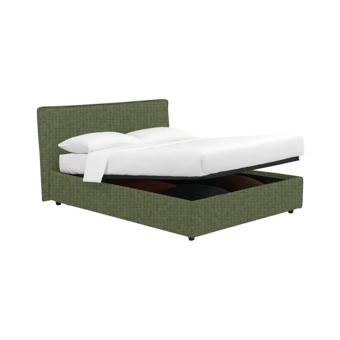 Letto Piazza e Mezza Verde Sfoderabile Contenitore, Dimensione Materasso 120x190 cm - Cirie
