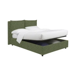 Letto Piazza e Mezza Verde Sfoderabile Contenitore, Dimensione Materasso 120x190 cm - Erchie