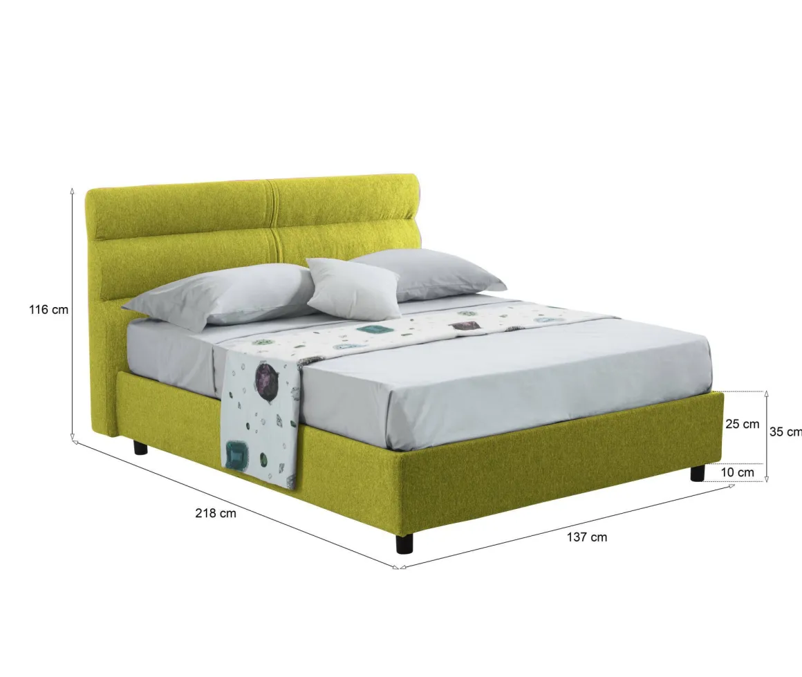 Letti Piazza E Mezza|Letti Piazza E Mezza > Dmora Letto Piazza e Mezza Sfoderabile Contenitore, Dimensione Materasso 120x200 cm - Codevigo Verde
