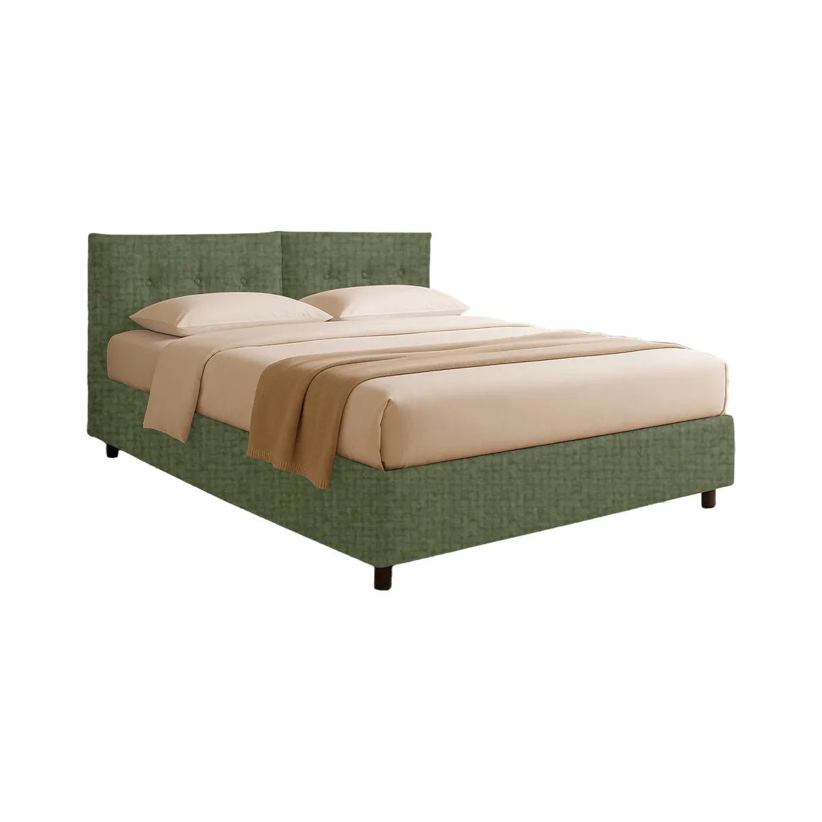 Letto Piazza e Mezza Verde Sfoderabile Contenitore, Dimensione Materasso 120x200 cm - Concesio