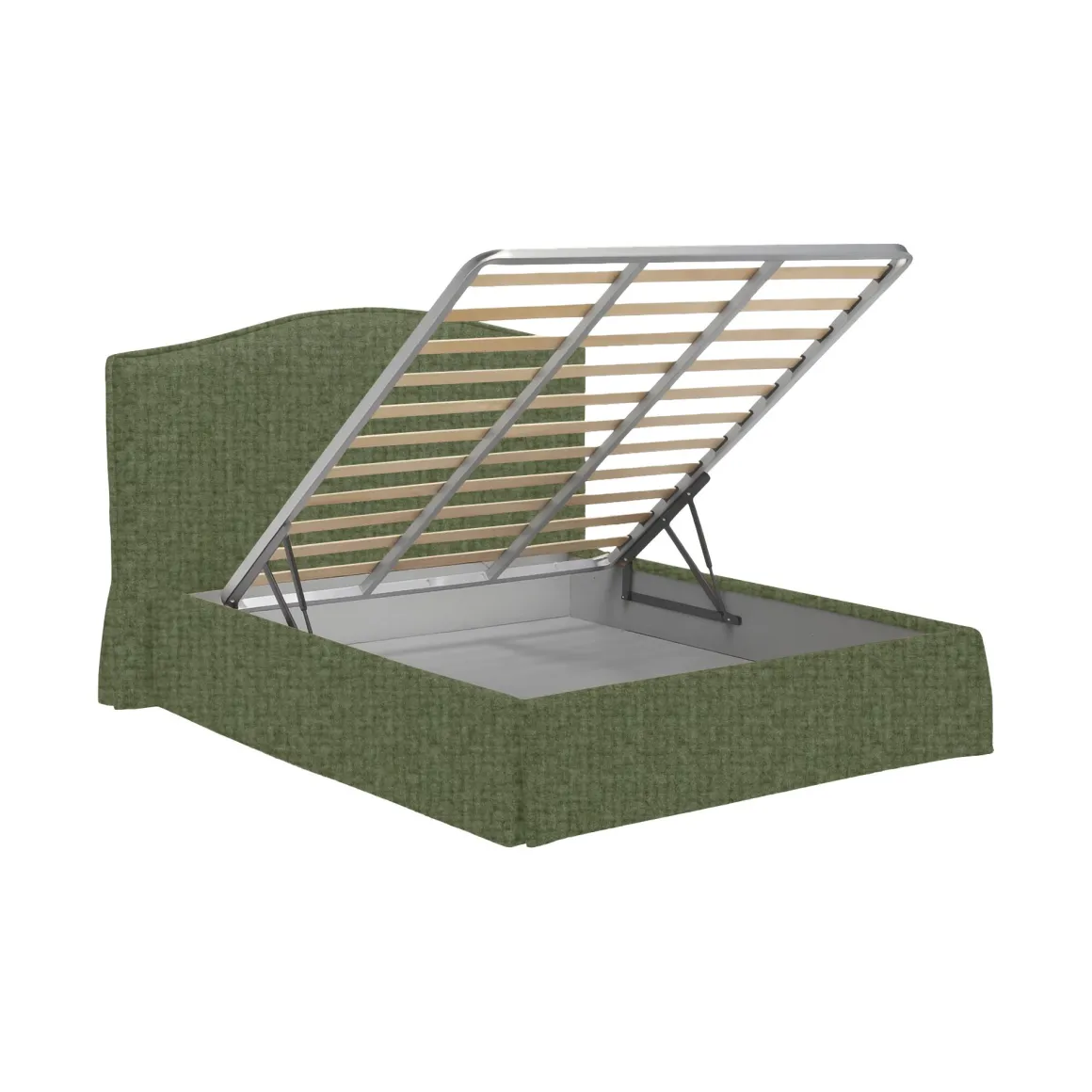 Letto Piazza e Mezza Verde Sfoderabile Contenitore, Dimensione Materasso 120x200 cm - Pogno