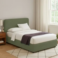 Letto Piazza e Mezza Verde Sfoderabile Contenitore, Dimensione Materasso 120x200 cm - Rezzago