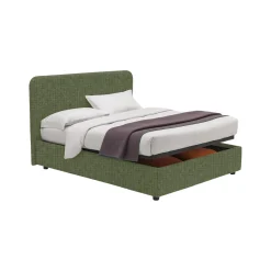 Letto Piazza e Mezza Verde Sfoderabile Contenitore, Dimensione Materasso 120x200 cm - Rezzago