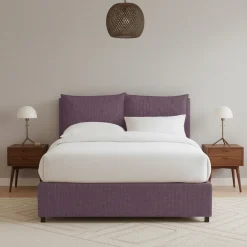 Letto Piazza e Mezza Viola Lilla Sfoderabile Contenitore, Dimensione Materasso 120x190 cm - Erchie