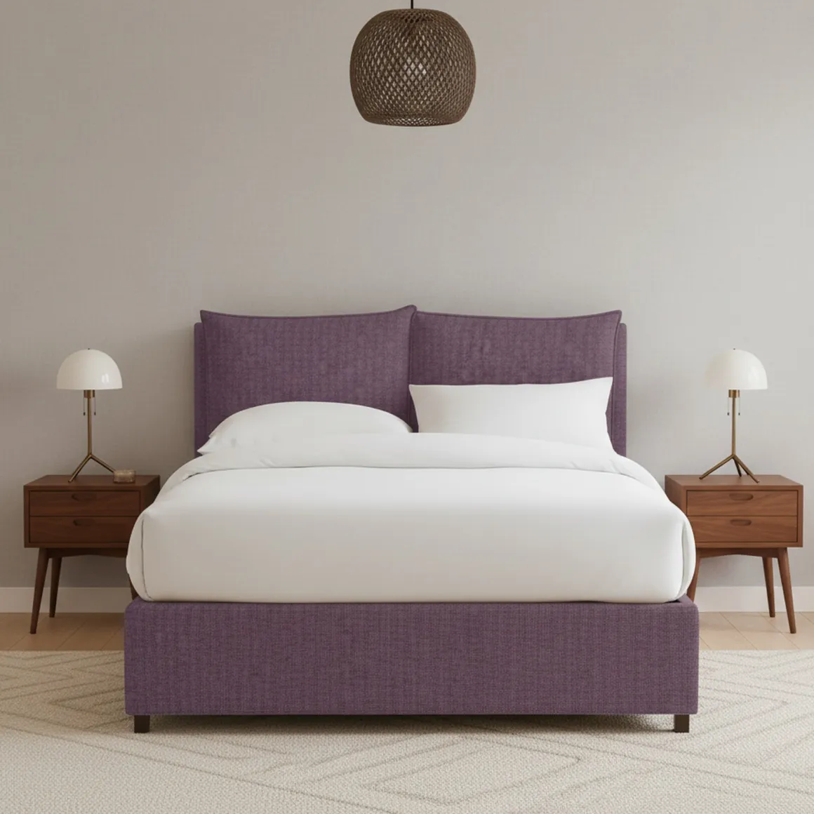 Letto Piazza e Mezza Viola Lilla Sfoderabile Contenitore, Dimensione Materasso 120x190 cm - Erchie