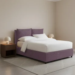 Letto Piazza e Mezza Viola Lilla Sfoderabile Contenitore, Dimensione Materasso 120x200 cm - Diamante