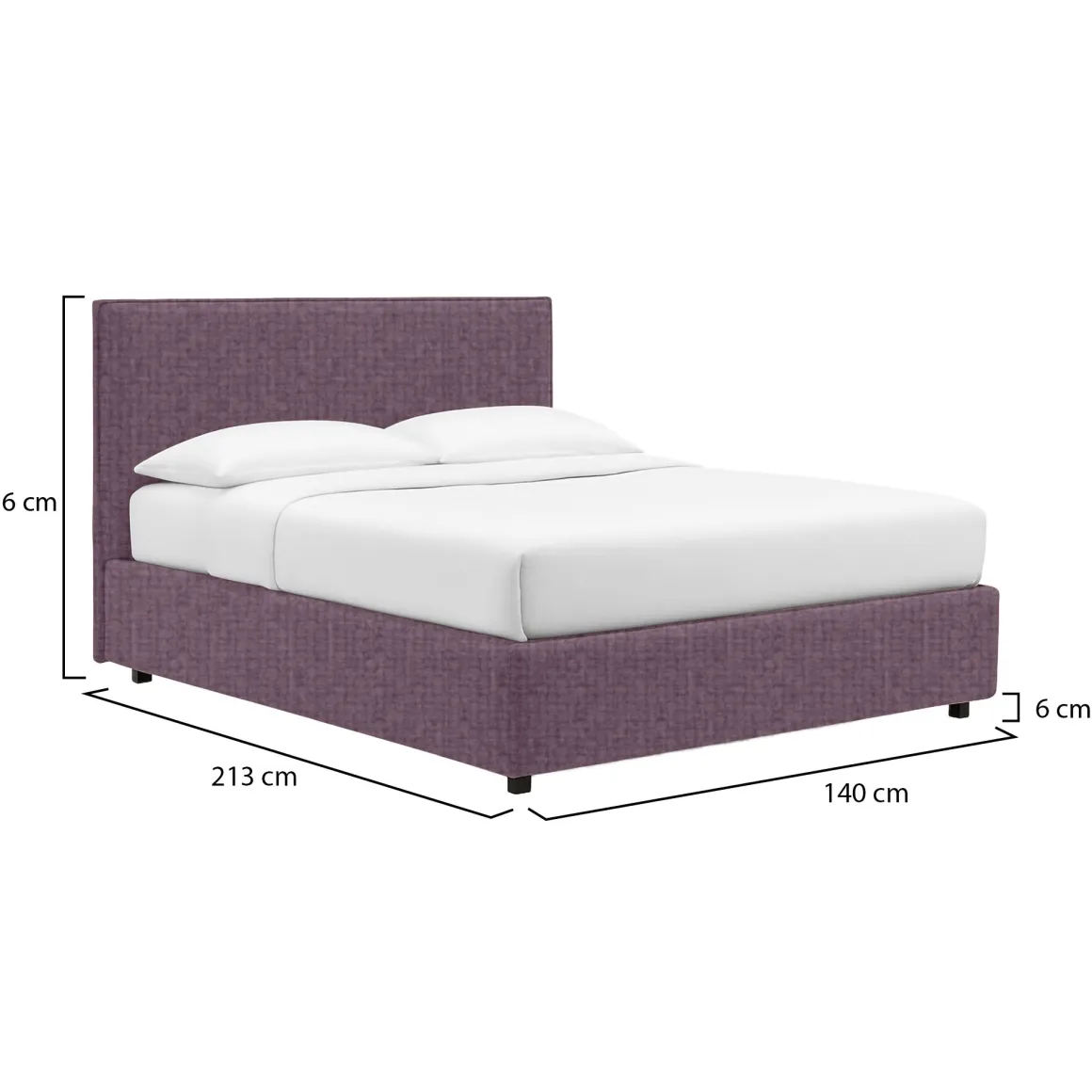 Letti Piazza E Mezza|Letti Piazza E Mezza > Dmora Letto Piazza e Mezza Sfoderabile Contenitore, Dimensione Materasso 120x200 cm - Pogno Viola Lilla