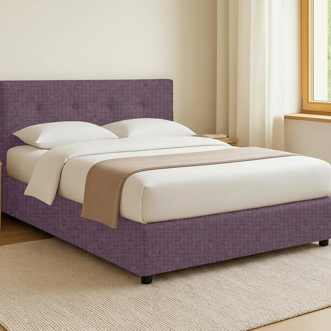 Letti Piazza E Mezza|Letti Piazza E Mezza > Dmora Letto Piazza e Mezza Sfoderabile Contenitore, Dimensione Materasso 120x200 cm - Rezzago Viola Lilla