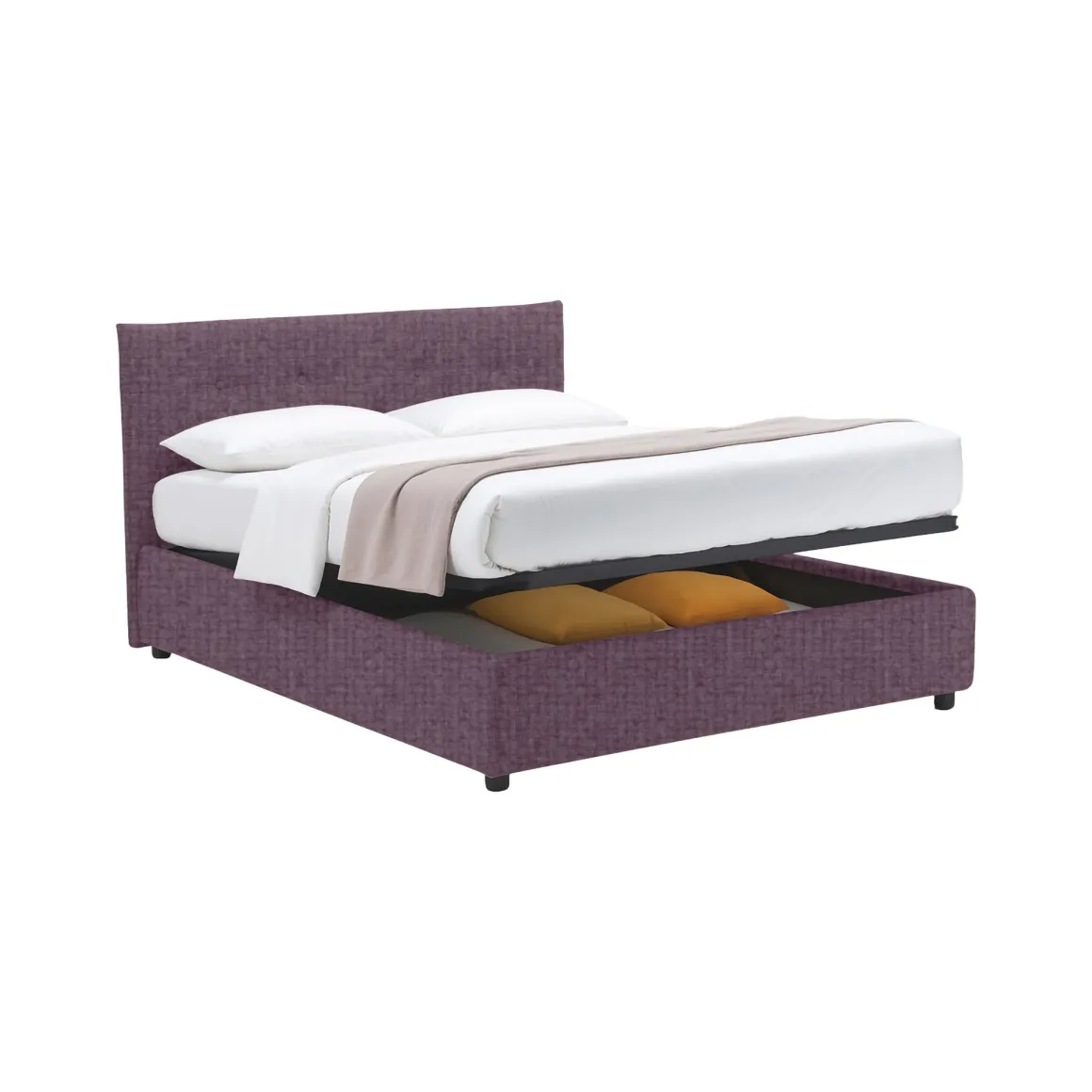 Letti Piazza E Mezza|Letti Piazza E Mezza > Dmora Letto Piazza e Mezza Sfoderabile Contenitore, Dimensione Materasso 120x200 cm - Rezzago Viola Lilla
