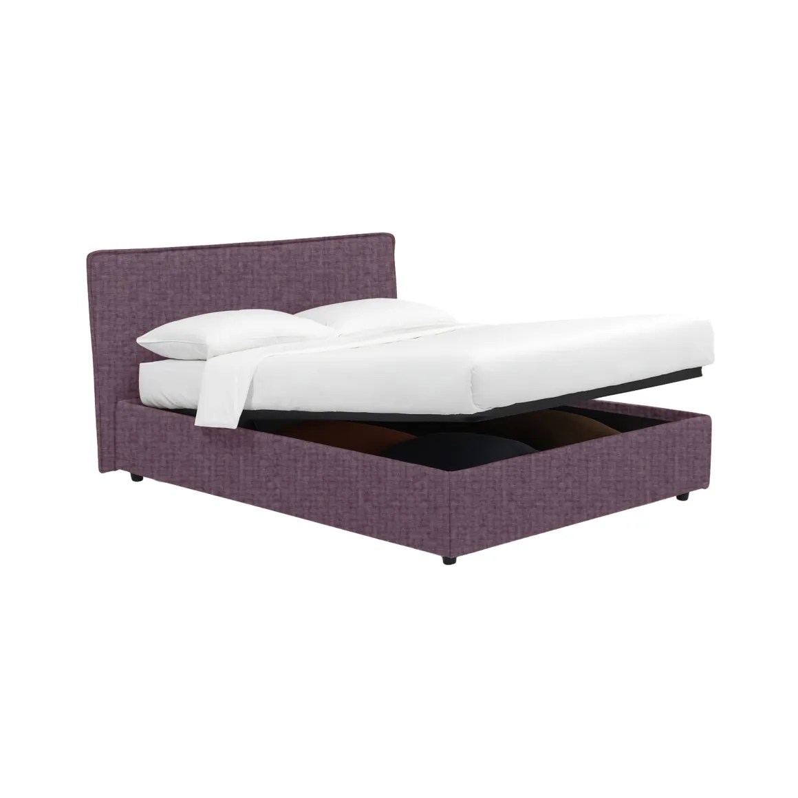Letto Piazza e Mezza Viola Lilla Sfoderabile Contenitore, Dimensione Materasso 120x200 cm - Silandro