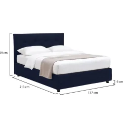 Letto Piazza e Mezza Viola Scuro Sfoderabile Contenitore, Dimensione Materasso 120x200 cm - Pollutri