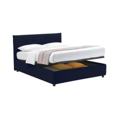 Letto Piazza e Mezza Viola Scuro Sfoderabile Contenitore, Dimensione Materasso 120x200 cm - Pollutri