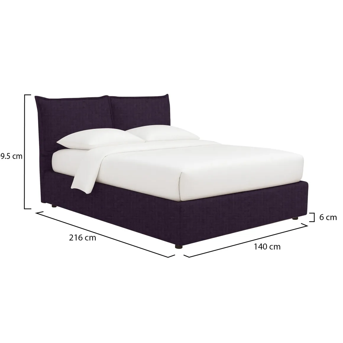 Letti Piazza E Mezza|Letti Piazza E Mezza > Dmora Letto Piazza e Mezza Sfoderabile Contenitore, Dimensione Materasso 120x190 cm - Rodero Viola
