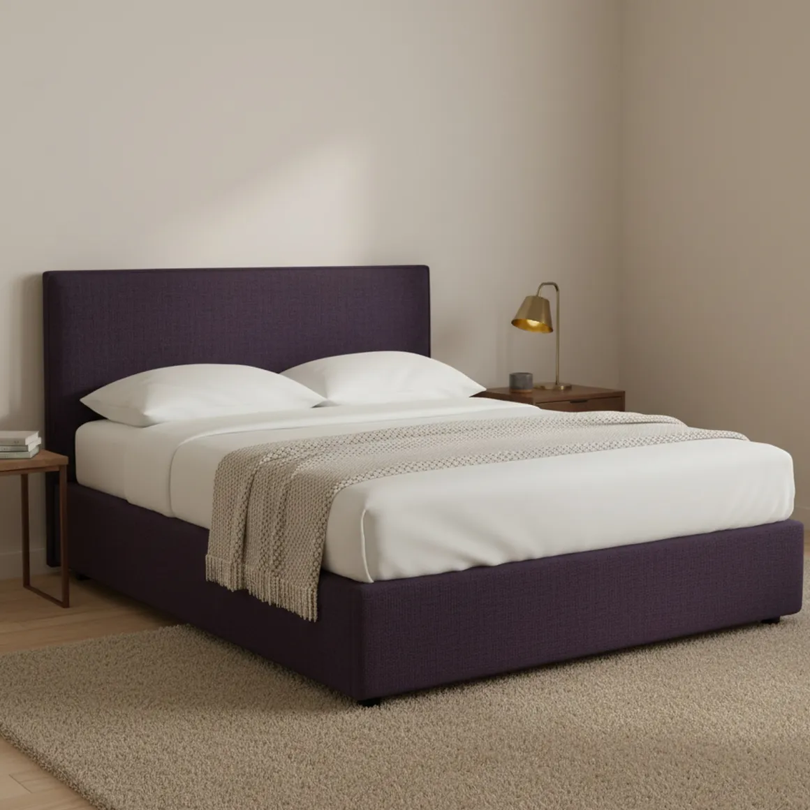 Letto Piazza e Mezza Viola Sfoderabile Contenitore, Dimensione Materasso 120x200 cm - Noceto