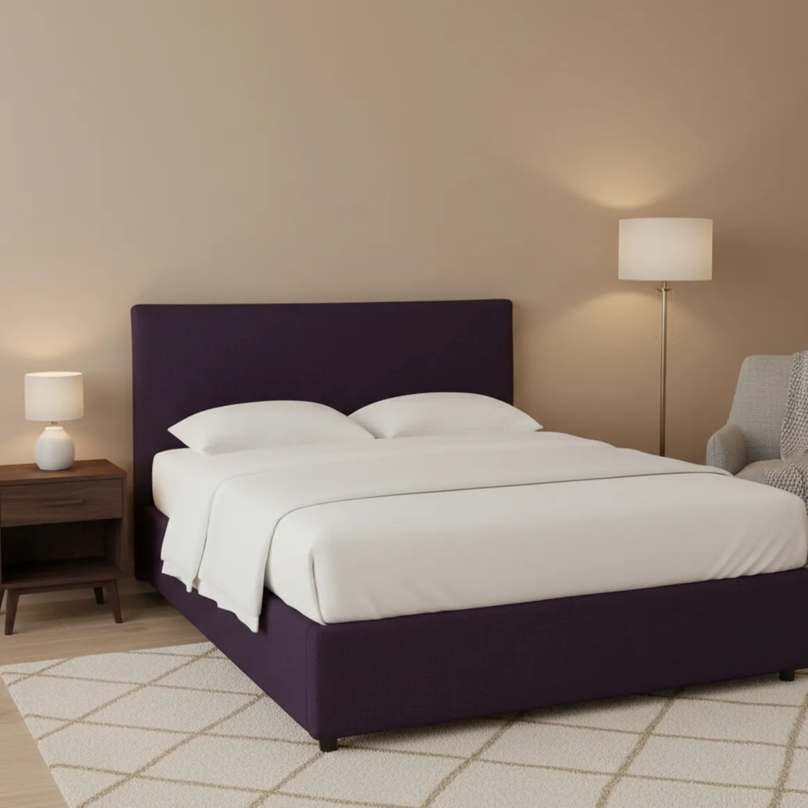 Letto Piazza e Mezza Viola Sfoderabile Contenitore, Dimensione Materasso 120x200 cm - Silandro