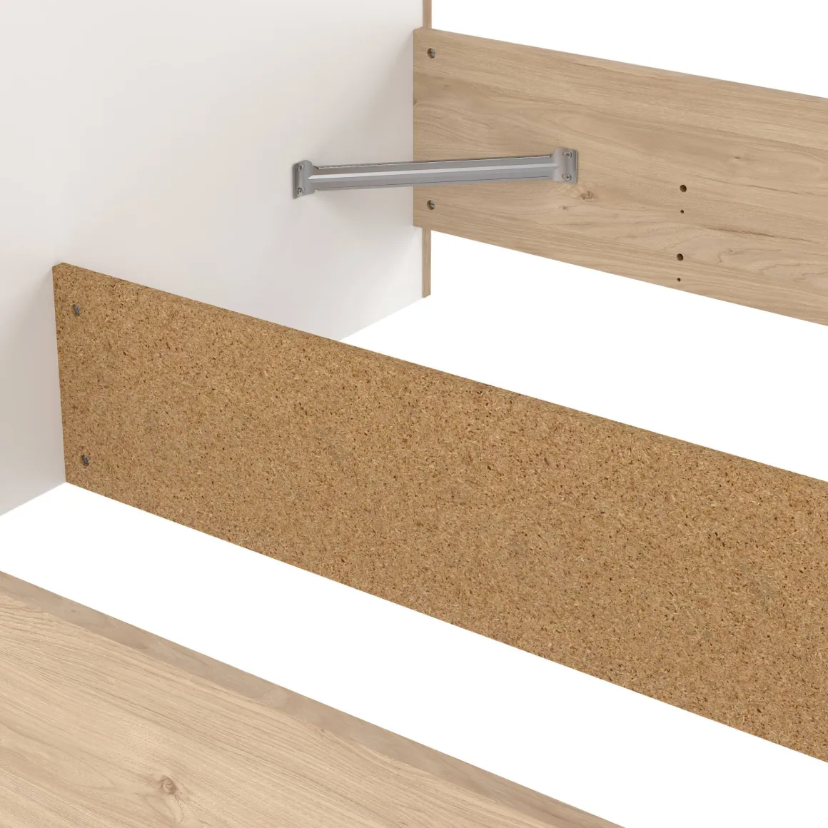 Letto piazza e mezza Zinasco, 206x150 h97 cm, Rovere e Bianco