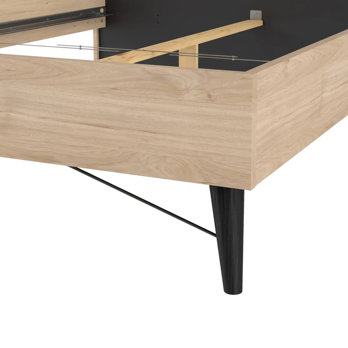 Letti Piazza E Mezza|Letti Piazza E Mezza > Dmora Letto piazza e mezza Zocca, 207x153 h91 cm, Rovere Marrone Rovere