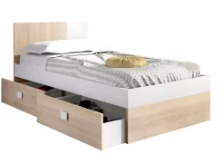 Letto 1 piazza moderno bianco e rovere 196x97cm adatto per materasso 90x190 cm - Rashmi