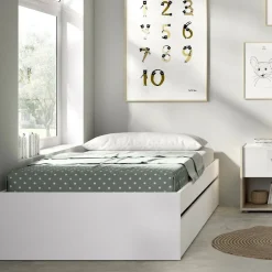 Letto 1 piazza moderno bianco 194x95cm adatto per materasso 90x190 cm - Aka
