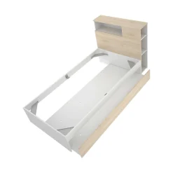 Letti Singoli > Dmora Letto 1 piazza moderno rovere e bianco 218x99 - Evelina Bianco, Marrone Rovere