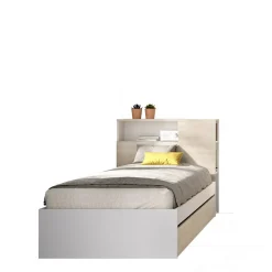 Letti Singoli > Dmora Letto 1 piazza moderno rovere e bianco 218x99 - Evelina Bianco, Marrone Rovere
