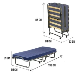 Letto 1 piazza pieghevole 190x80cm blu - Antonietto