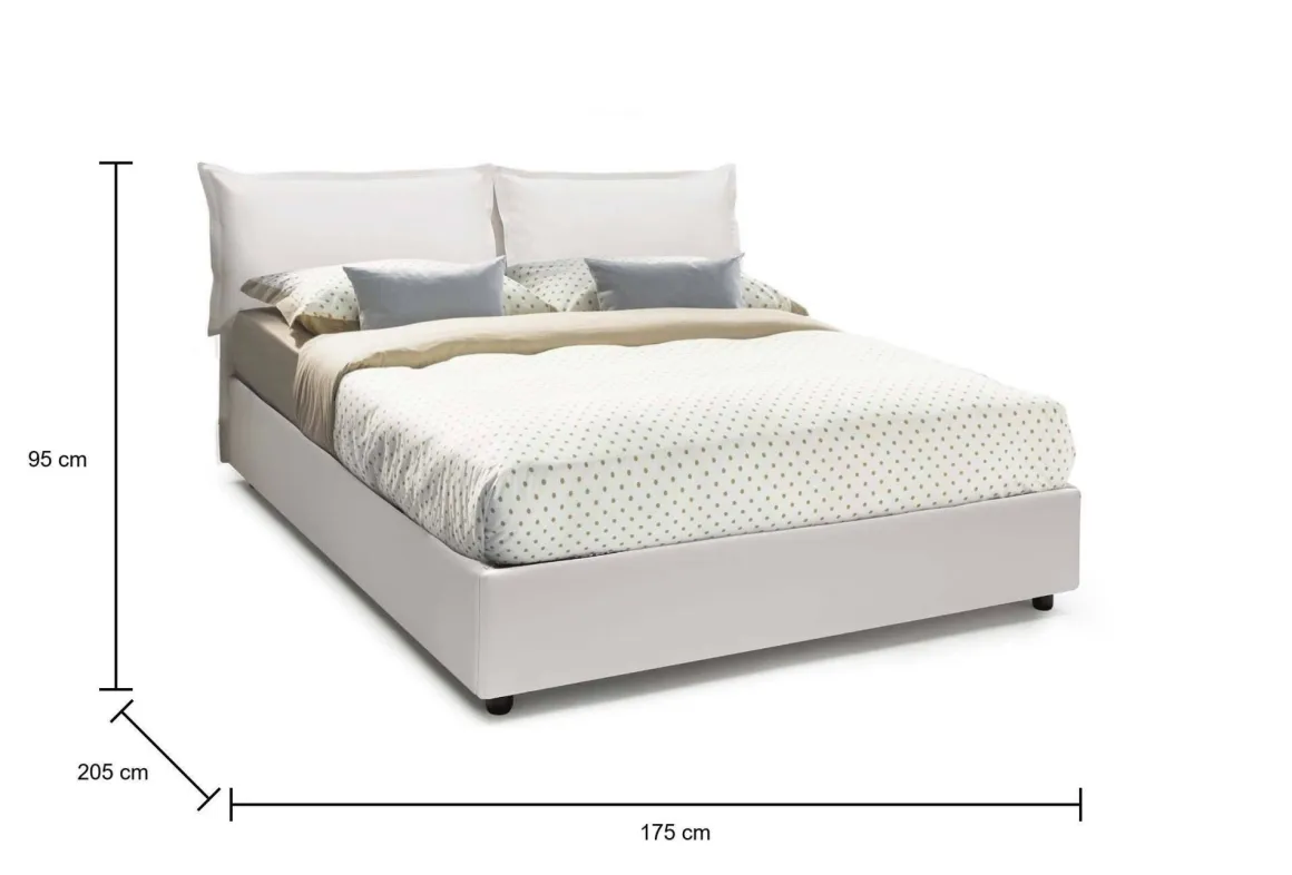 Letti Matrimoniali|Letti Contenitore > Dmora Letto 2 piazze contenitore 175x205cm design - Almond Bianco