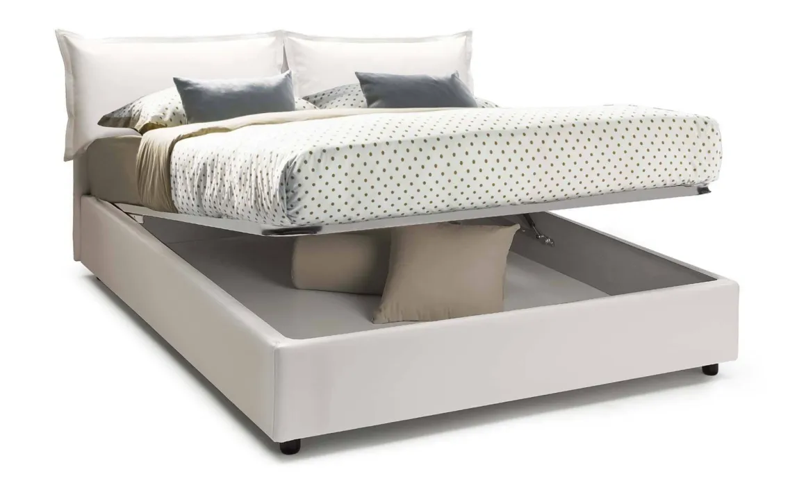 Letti Matrimoniali|Letti Contenitore > Dmora Letto 2 piazze contenitore 175x205cm design - Almond Bianco