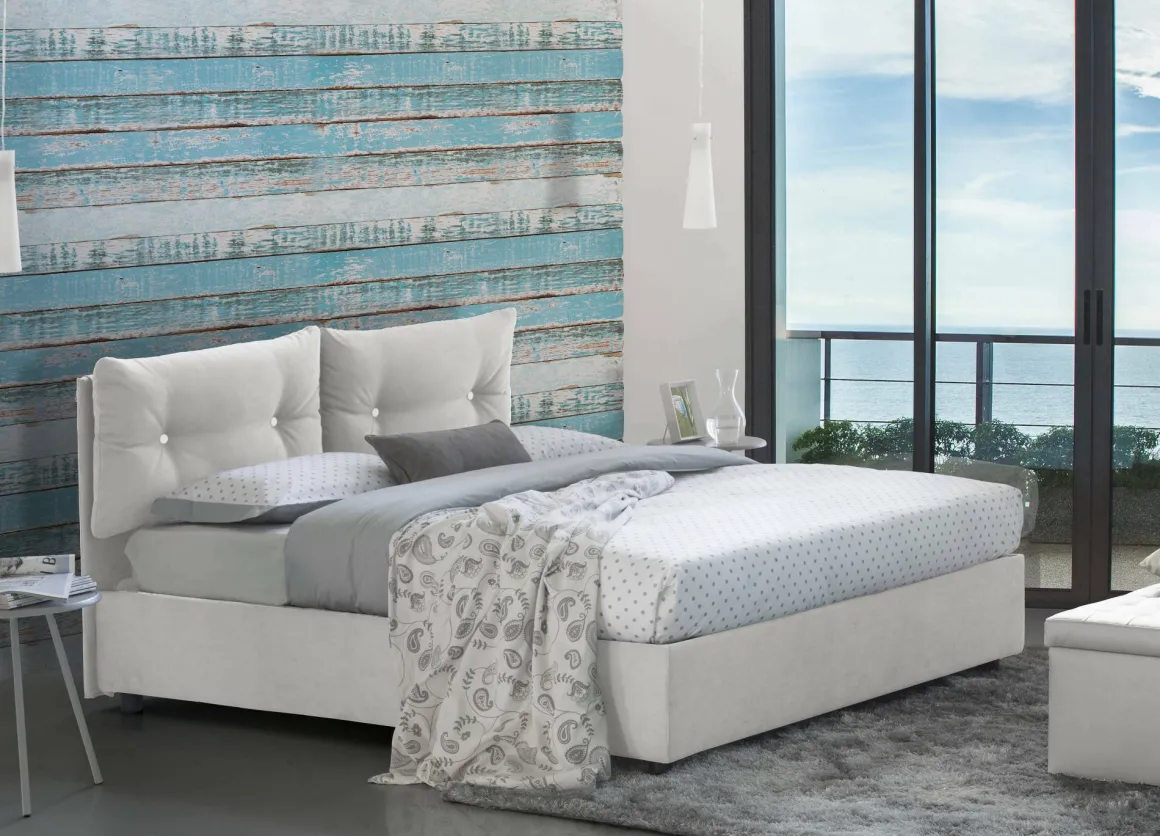 Letti Matrimoniali|Letti Contenitore > Dmora Letto 2 piazze contenitore 175x215cm accogliente - Ariadni Bianco
