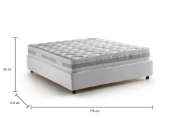 Letti Matrimoniali|Letti Contenitore > Dmora Letto 2 piazze contenitore 175x215cm testiera arrotondata - Fiorella Bianco