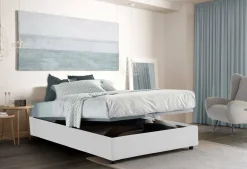 Letti Matrimoniali|Letti Contenitore > Dmora Letto 2 piazze contenitore 175x215cm testiera arrotondata - Fiorella Bianco