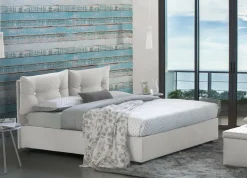 Letti Matrimoniali|Letti Contenitore > Dmora Letto 2 piazze contenitore 175x215cm testiera tonda - Melanite Bianco