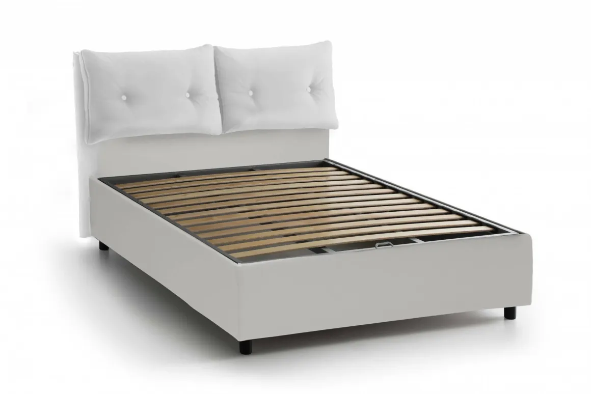 Letti Matrimoniali|Letti Contenitore > Dmora Letto 2 piazze contenitore 175x215cm testiera tonda - Melanite Bianco