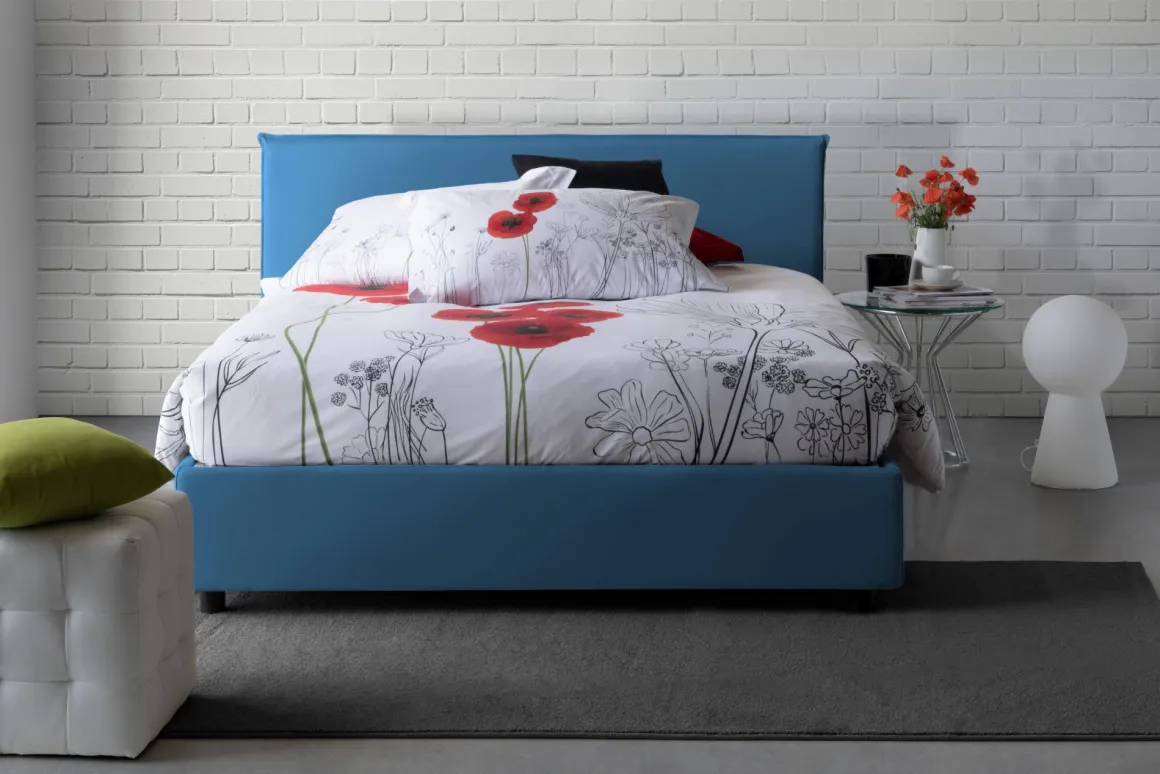 Letto 2 piazze contenitore blu 175x215cm minimal - Ariadni